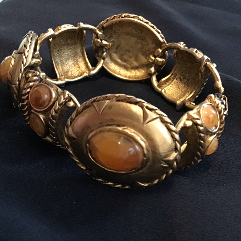 Gold Bracelet With Orange Stones 9$